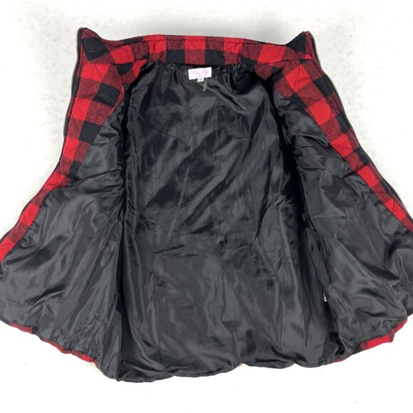Pink Lily Flannel quilted Vest Red Black Buffalo Plaid Check Womens SZ LG - Picture 8 of 9